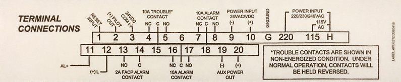 2-Wire Duct Detector Terminal Labels 